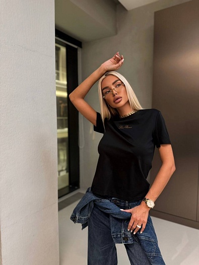 Женская базовая футболка Loro Piana premium - Black   