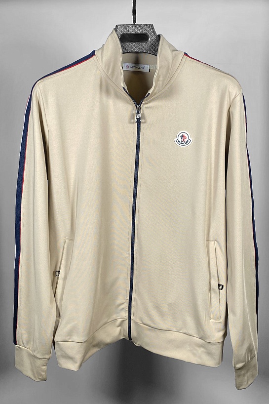 Брендовая мужская кофта Moncler бежевого цвета