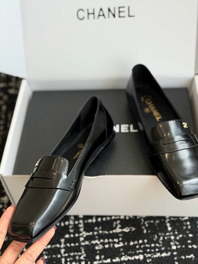 Женские кожаные лоферы Chanel premium   