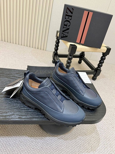 Кожаные кроссовки Zegna Triple Stitch Monte - Blue   