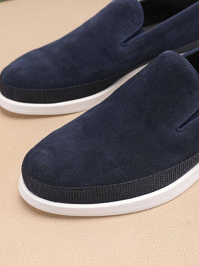 Мужские замшевые слипоны Prada Saint Tropez - Indigo   