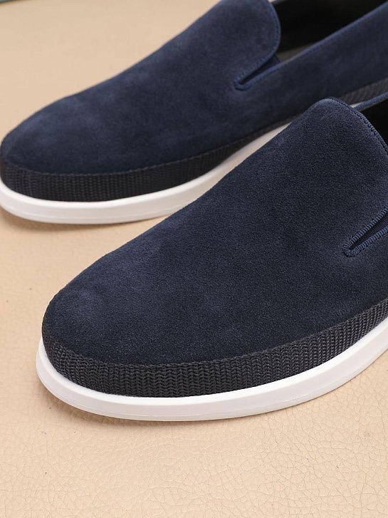 Мужские замшевые слипоны Prada Saint Tropez - Indigo