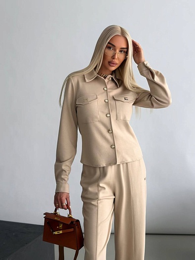 Женский бежевый костюм Elisabetta Franchi premium - Beige   