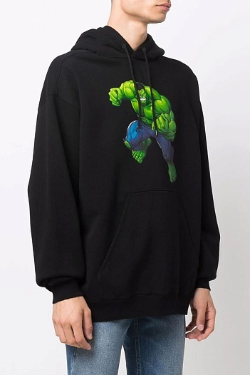Худи чёрного цвета Balenciaga Hulk print   