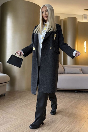 Женское шерстяное пальто Schiaparelli Premium - Black   