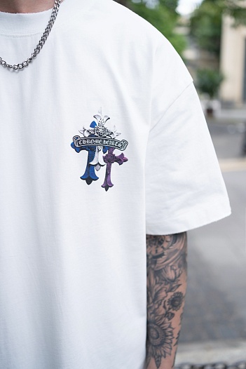 Белая оверсайз футболка Chrome Hearts Premium   