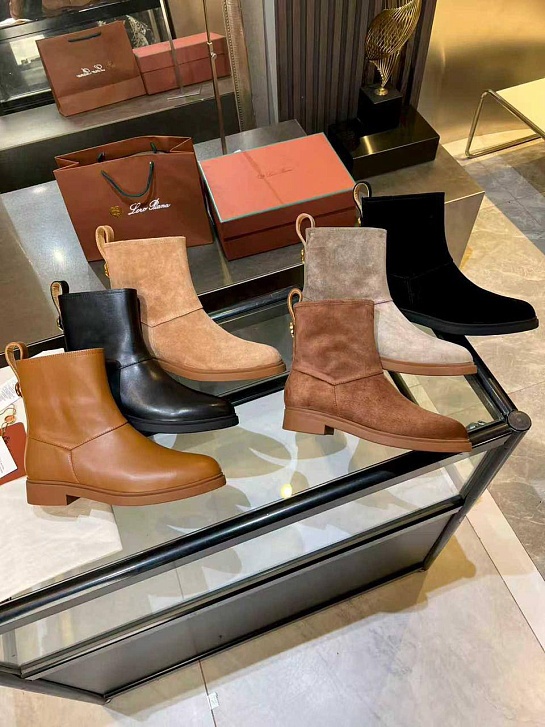 Женские кожаные сапоги Loro Piana premium - Chestnut