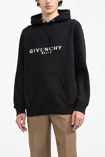 Чёрное оверсайз худи Givenchy Paris logo-print   