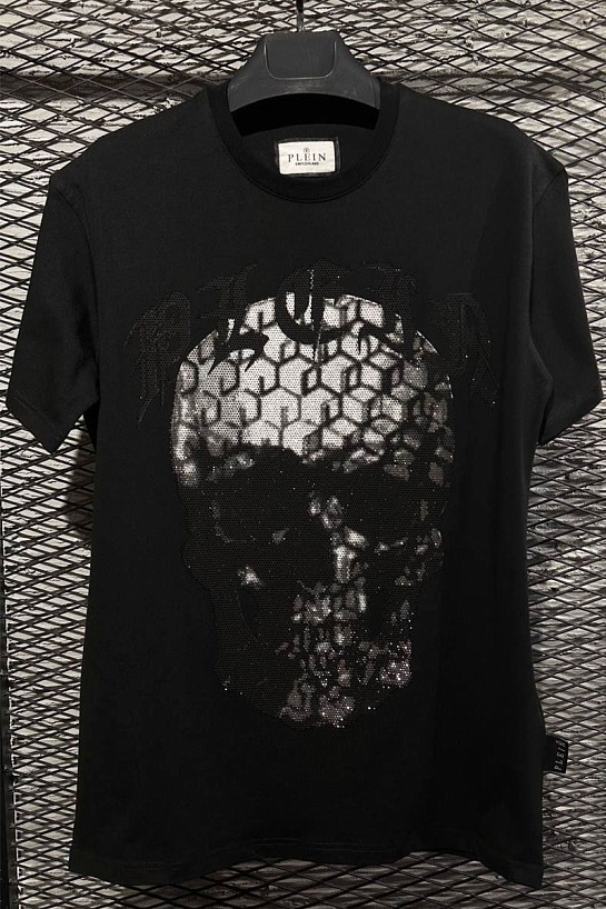 Чёрная футболка со стразами Philipp Plein "Skull"