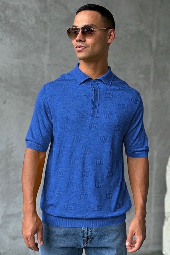 Мужское поло Dolce & Gabbana monogram all-over - Blue
