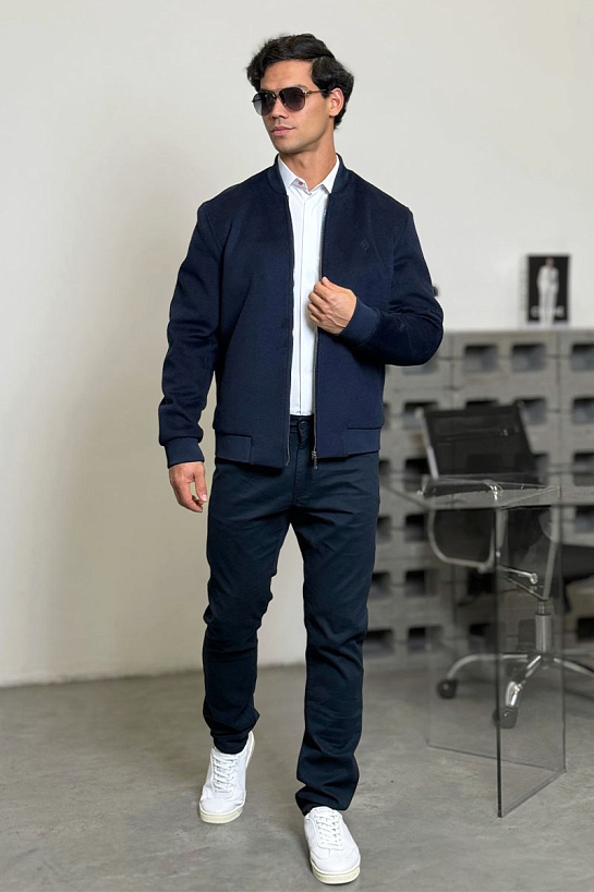 Мужской бомбер Loro Piana синего цвета