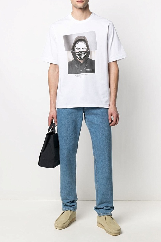 Белая оверсайз футболка Neil Barrett Marble Vigilante