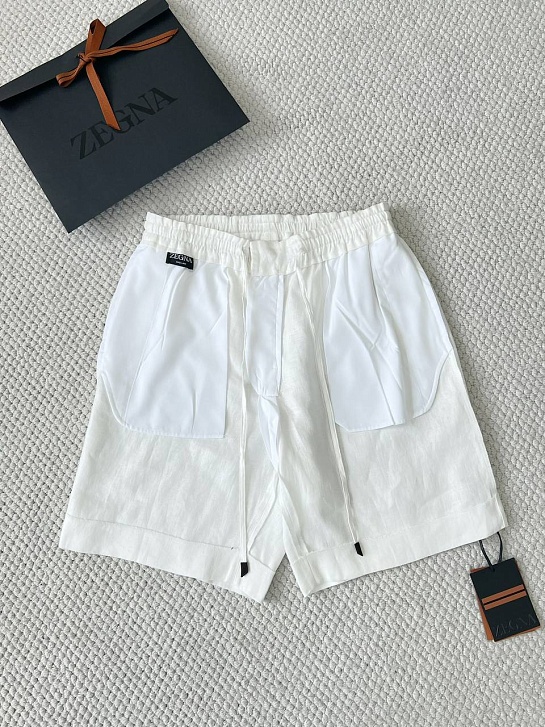 Льняные шорты белого цвета Zegna premium