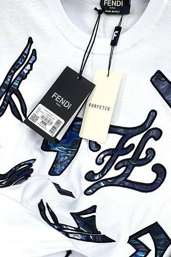 Белая мужская футболка Fendi   