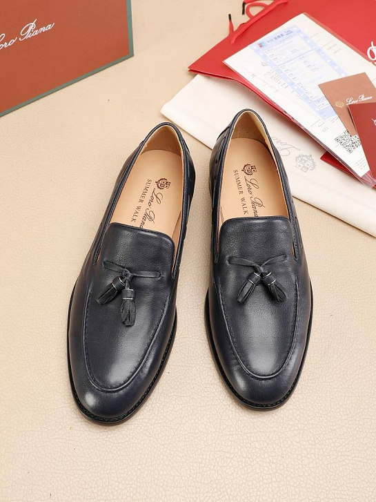 Кожаные лоферы Loro Piana tassel - Navy