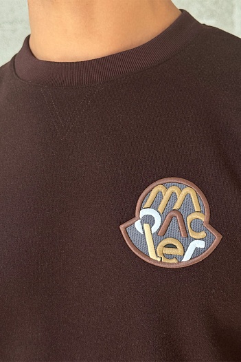 Мужской свитшот Moncler logo-patch - Brown   