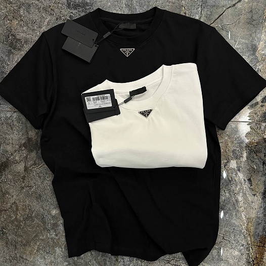 Мужская футболка Prada logo-plaque - White   