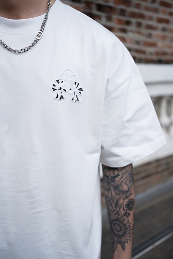 Белая оверсайз футболка Chrome Hearts Premium   