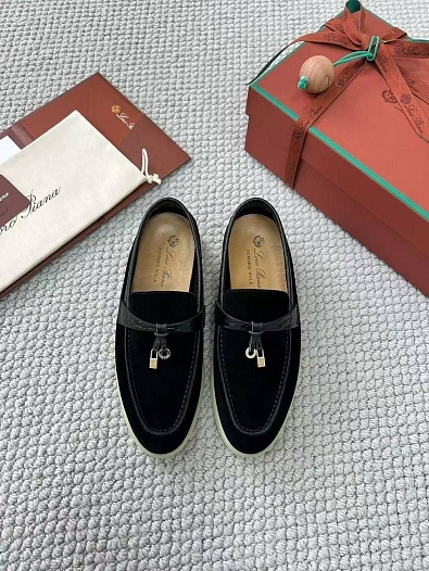 Женские лоферы Loro Piana Summer Charms Walk premium - Black   