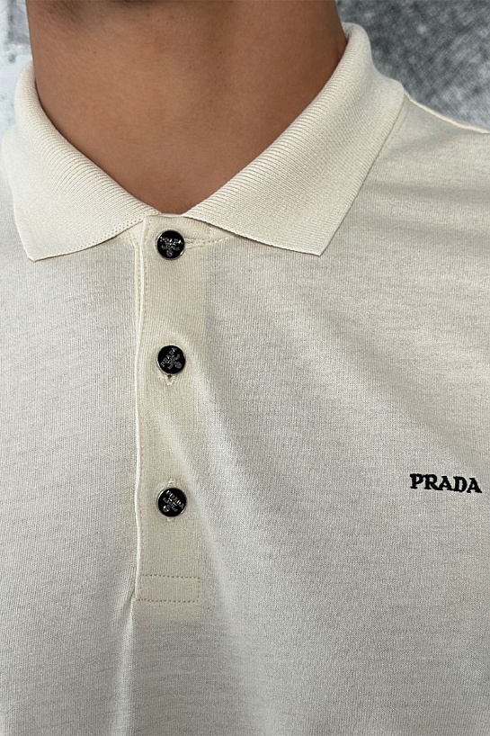 Мужское бежевое поло Prada