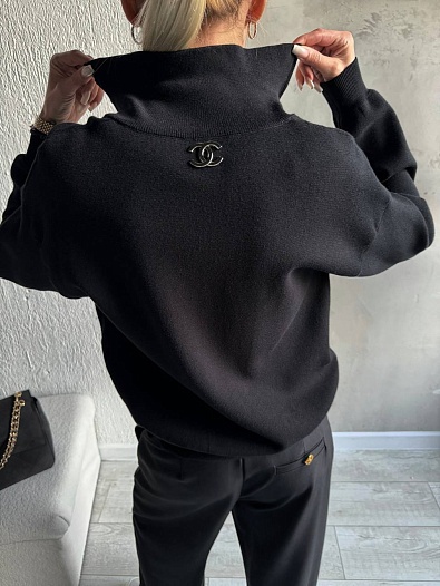 Женский свитшот Chanel чёрного цвета premium   