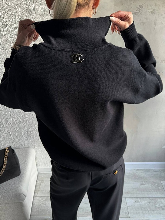 Женский свитшот Chanel чёрного цвета premium