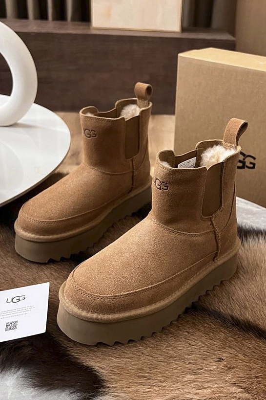 Женские замшевые ботинки с мехомм UGG Dipper - Chestnut