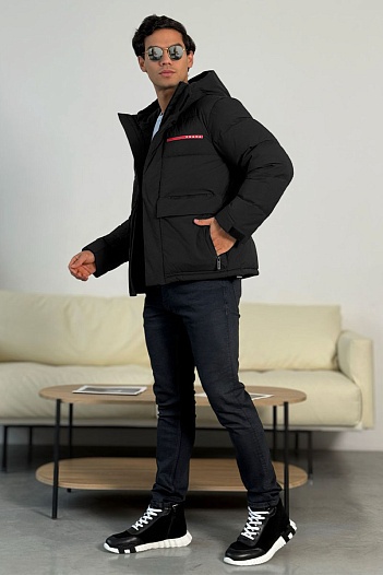 Мужской пуховик Prada Linea Rossa - Black   