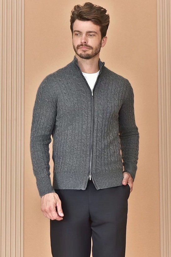 Кашемировый свитер Loro Piana Premium zip-up - Dark Grey