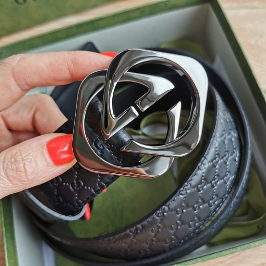 Кожаный ремень Gucci GG Monogram all-over (длина 100 / 105 см)