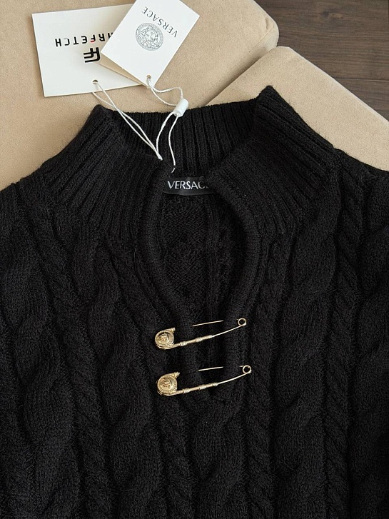 Женский шерстяной свитер Versace premium - Black