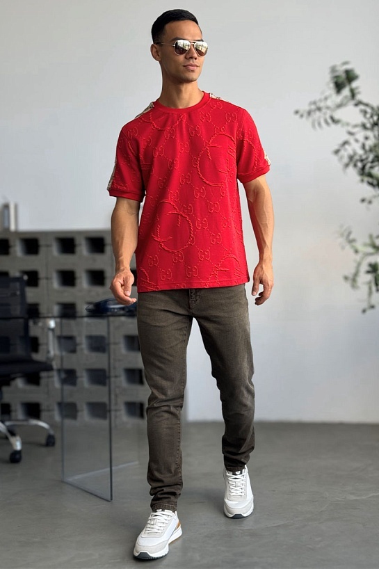 Мужская красная футболка Gucci x Balenciaga Collaboration