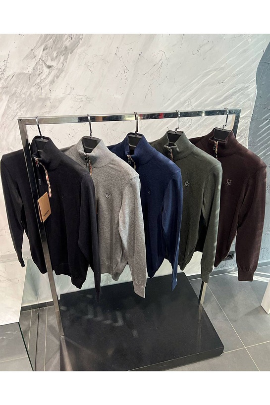 Мужской джемпер Burberry Zip Neck - Green