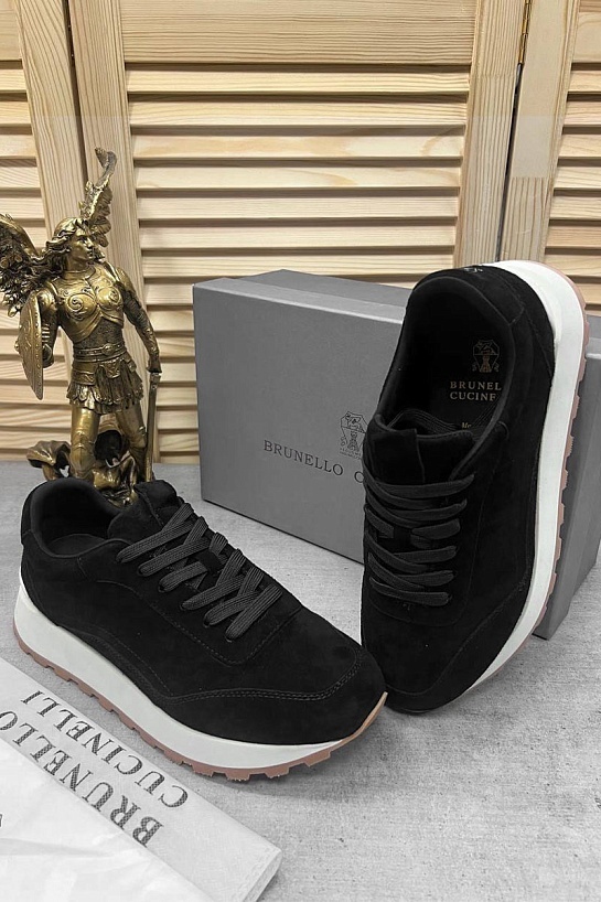 Замшевые кроссовки Brunello Cucinelli чёрного цвета