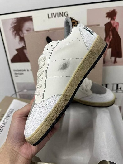 Женские кожаные кроссовки Golden Goose Ball Star Premium - White Leopard   