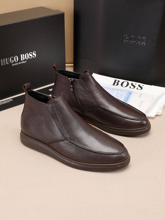 Кожаные лоферы с мехом Hugo Boss high-top - Brown