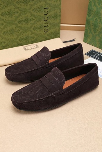 Мужские замшевые мокасины Gucci GG monogram   