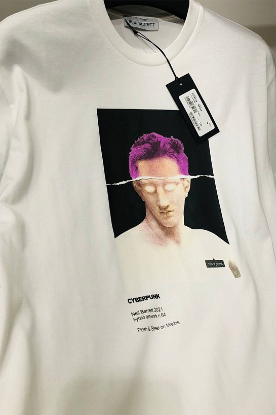 Белая оверсайз футболка Neil Barrett "Cyberpunk"