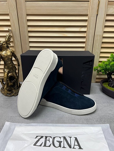Замшевые кроссовки Ermenegildo Zegna Triple Stitch low-top - Navy   