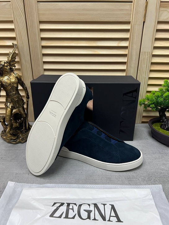 Замшевые кроссовки Ermenegildo Zegna Triple Stitch low-top - Navy