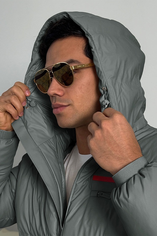 Мужской пуховик Prada Linea Rossa - Grey