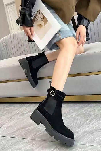 Женские замшевые сапоги Celine premium - Black   