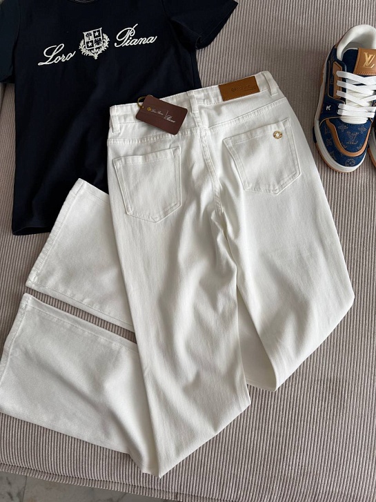 Белые женские джинсы клёш Loro Piana premium