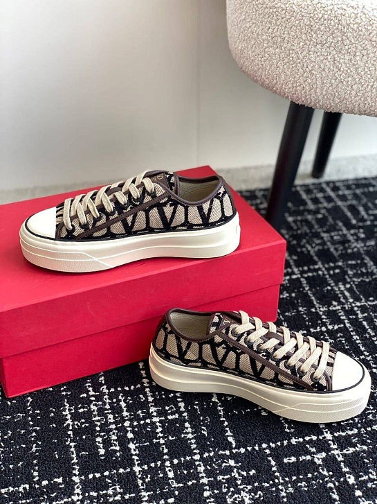 Женские кеды Valentino Toile Iconographe premium - Brown
