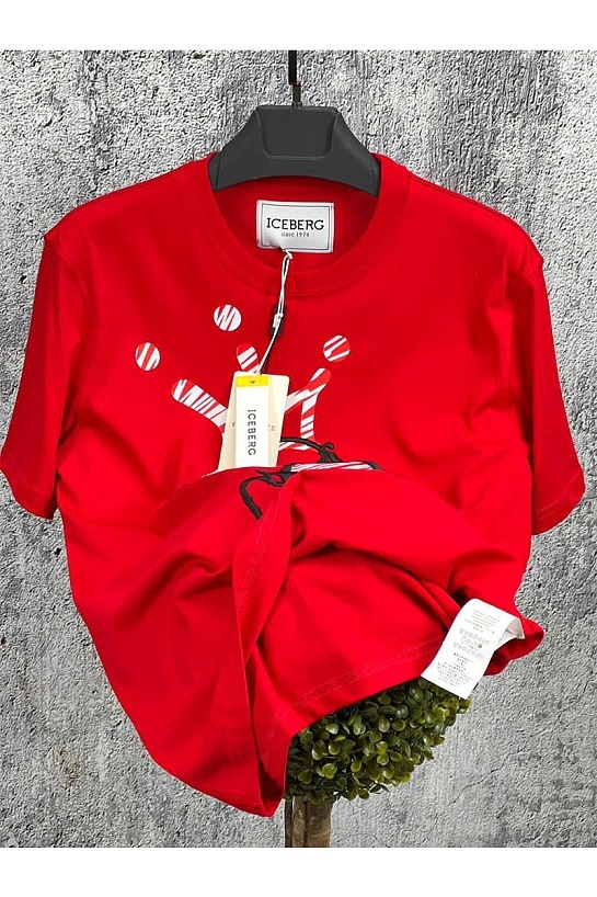 Мужская футболка Iceberg embroidered Snoopy - Red