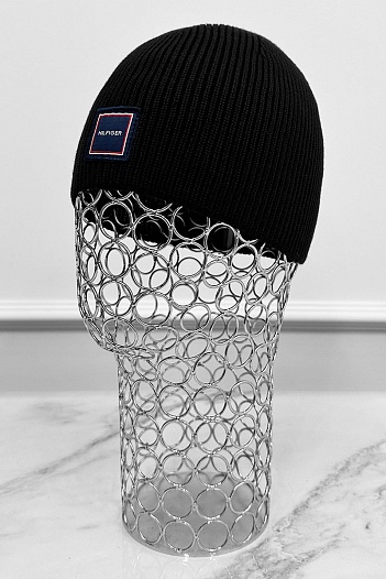 Мужская чёрная шапка Tommy Hilfiger logo-patch   