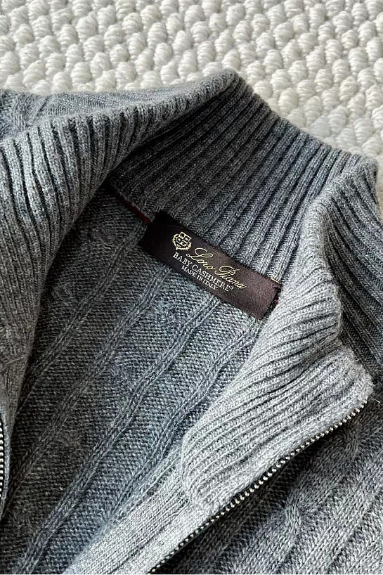 Кашемировый свитер Loro Piana Premium zip-up - Dark Grey