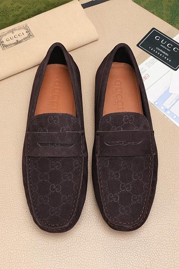 Мужские замшевые мокасины Gucci GG monogram   