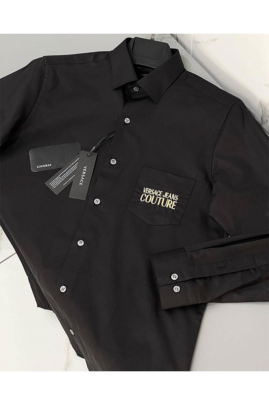 Классическая рубашка Versace Jeans Couture embroidered logo - Black
