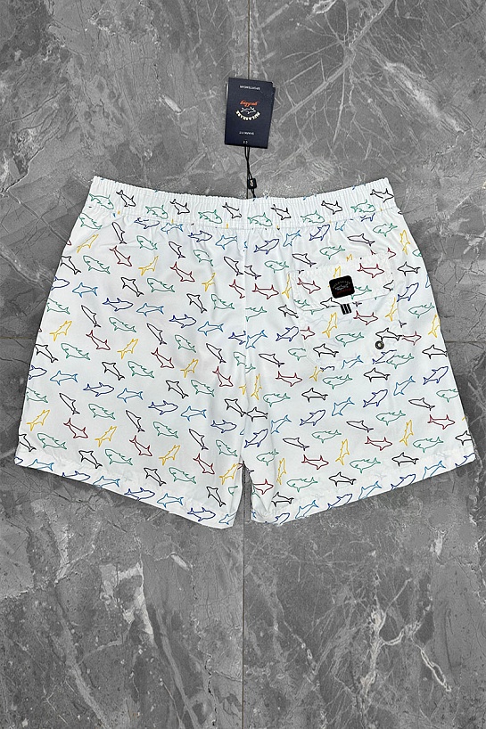 Мужские белые шорты Paul & Shark shark-print